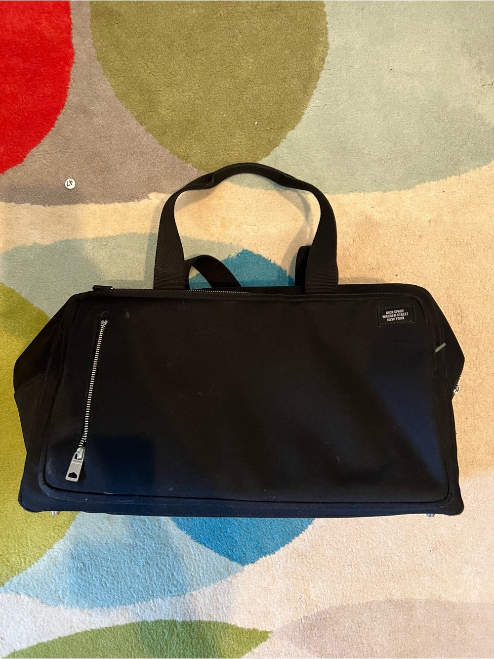 JACK SPADE Navy Black Canvas Duffle Bag - no long strap!